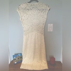 Mystic white lace and pearl bodycon dress